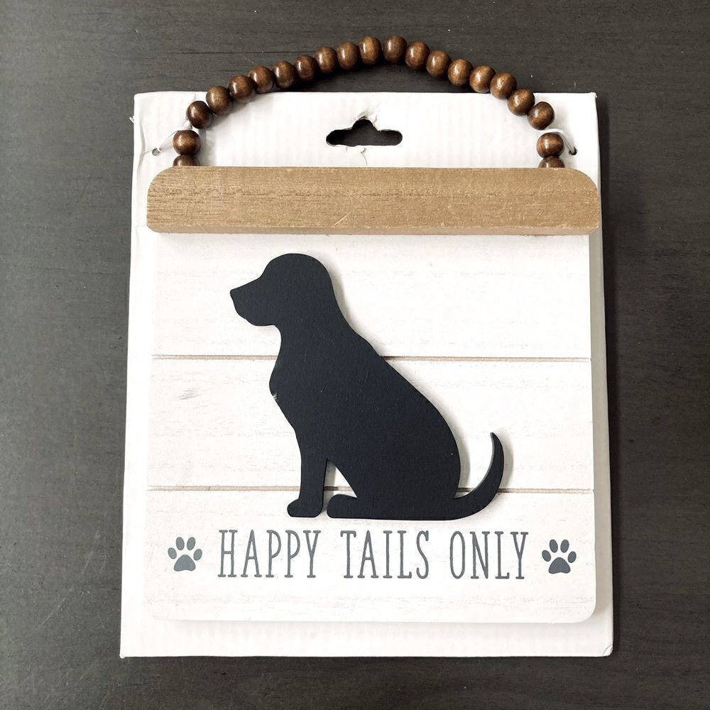 Farmhouse Dog Happy Tails Only Wooden Decor Sign